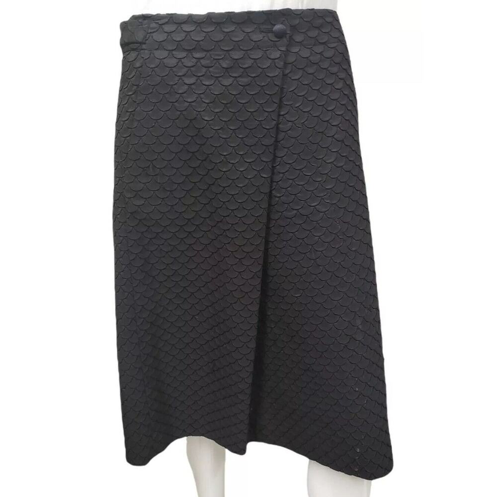 GIORGIO ARMANI Womens Black Knee Length Straight Skirt Scalloped Size 42 US 6 - Picture 1 of 7